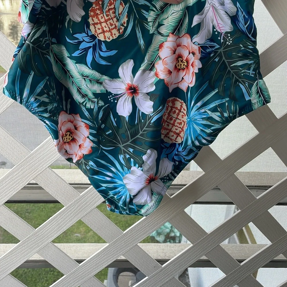 Blooming Jelly V-Neck Ruffle Trim Tummy Slimming Swimsuit - Picture 9 of 13